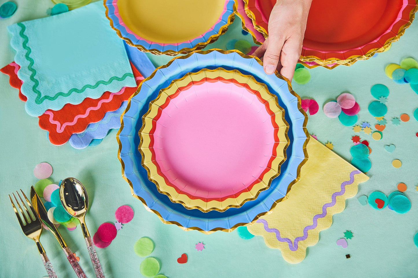 Rainbow Ric Rac Dinner Plates