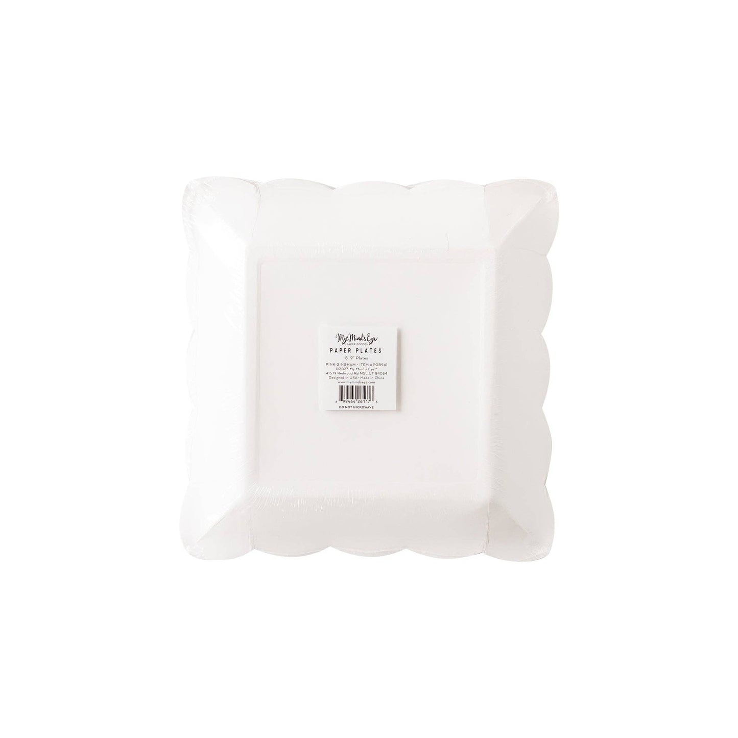 Pink Gingham Square Plate