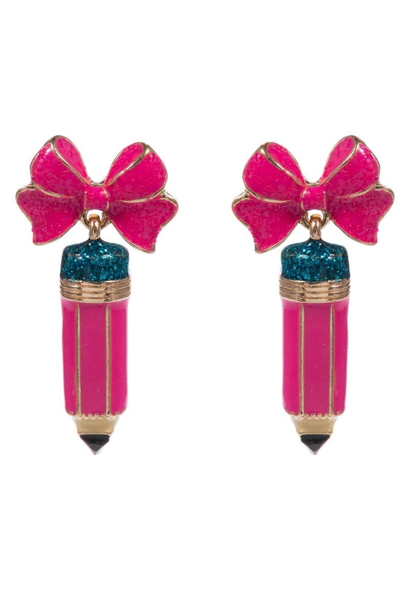 School Pencil + Bow Earrings