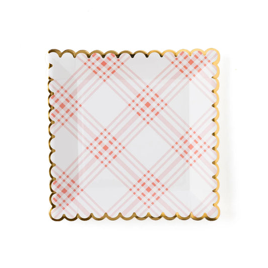 Garden Party Scalloped Plaid Plate