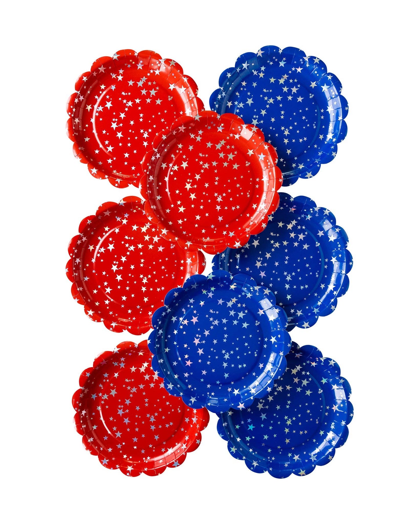 Red & Blue Sparklers Scallop Plate Set