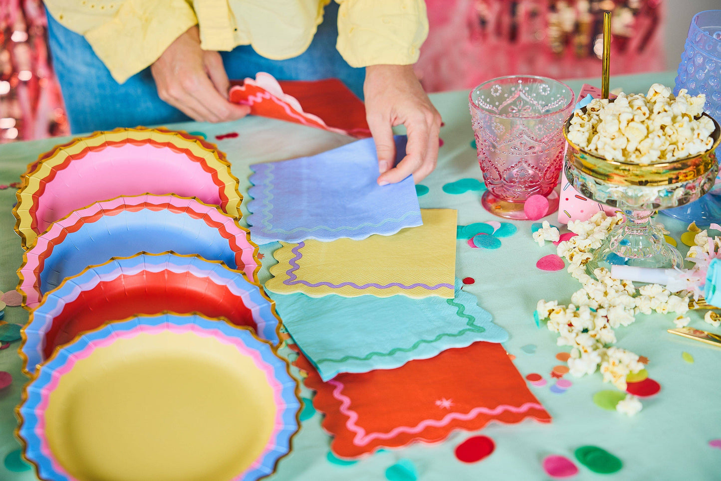 Rainbow Ric Rac Dinner Plates