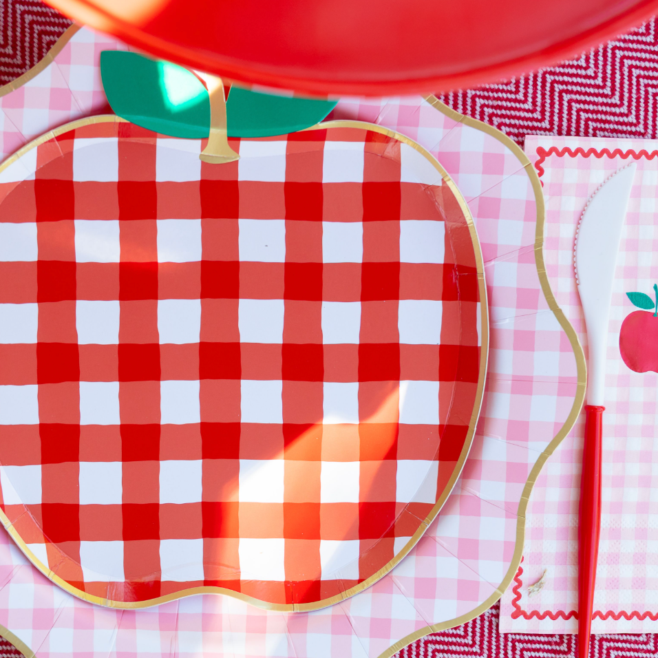 Red Gingham Apple Plates