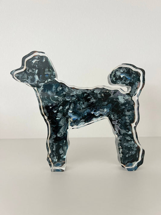 Poodle Black Acrylic Block | Large