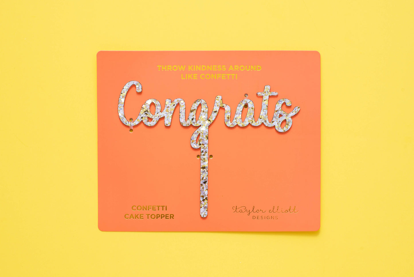 Cake Topper - Congrats - Pearl + Gold Confetti