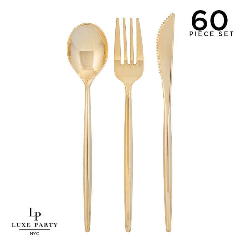 Matrix Hammered Gold Cutlery Set
