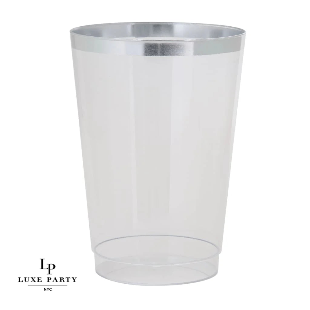 Clear 9oz Cups with Metallic Silver Rim