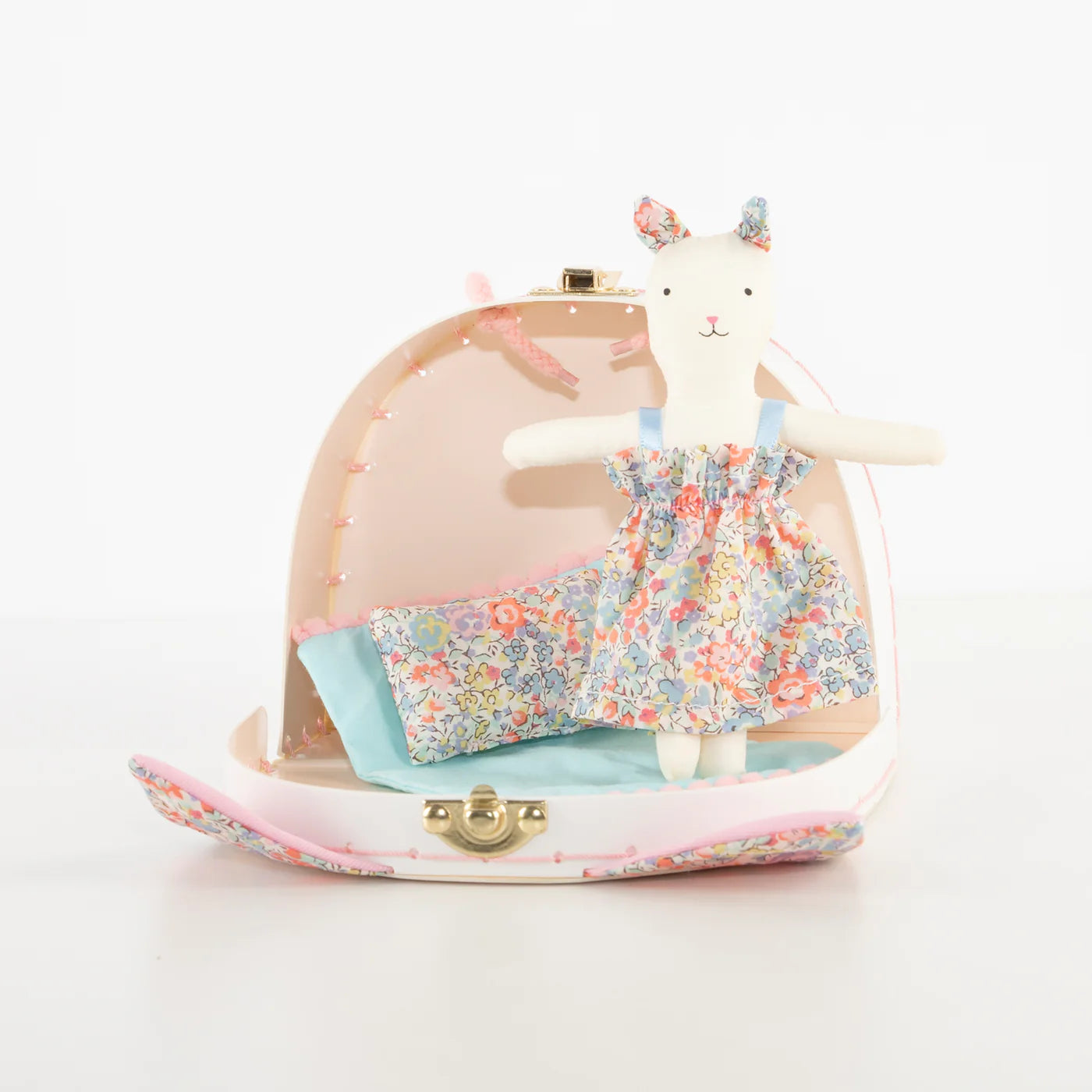 Floral Kitty Mini Suitcase Doll