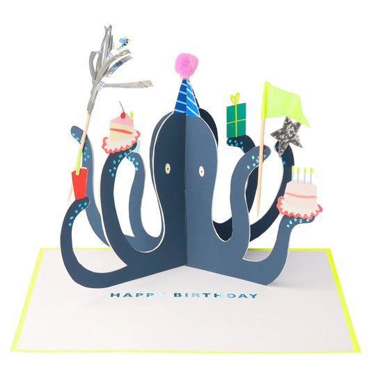 Party Octopus Stand-Up Birthday Card