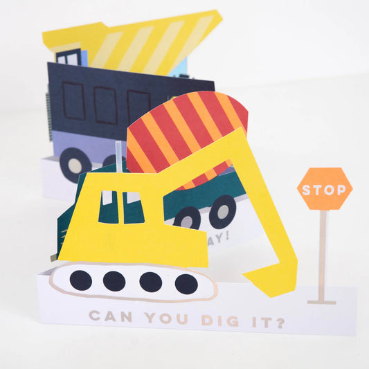 Construction Vehicles Birthday Card