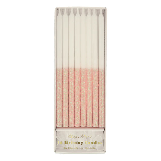 Pale Pink Glitter Dipped Candles