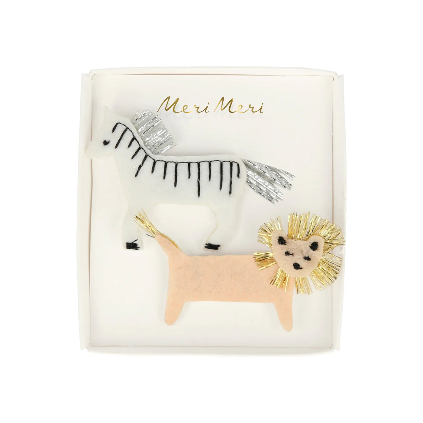 Zebra & Lion Felt Hair Clips