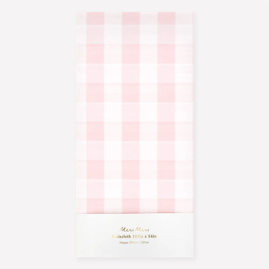 Pink Gingham Paper Tablecloth