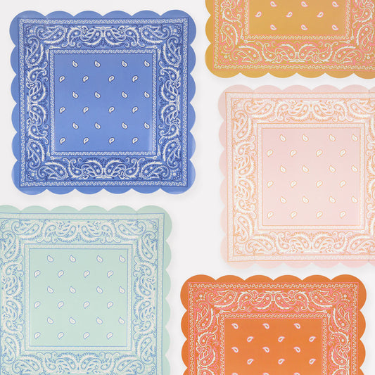 Western Bandana Square Plates