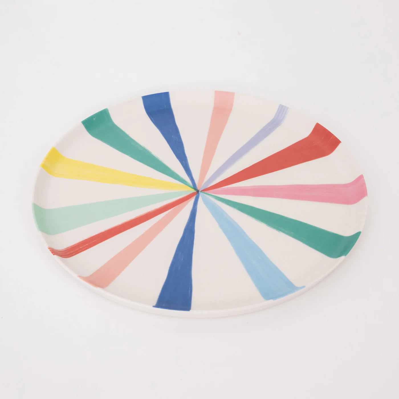 Large Bright Stripe Reusable Bamboo Plates