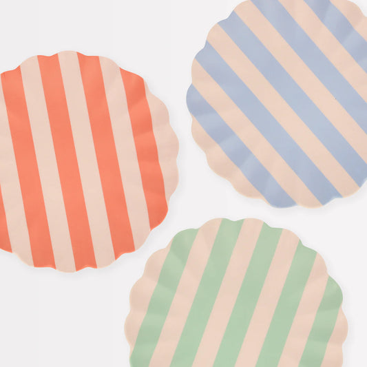 Stripy Reusable Bamboo Large Plates