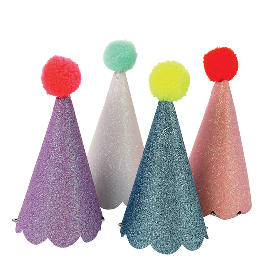 Glitter Pompom Party Hats