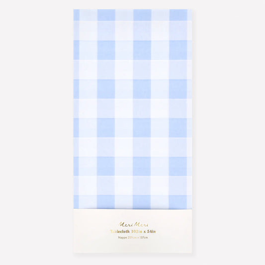Blue Gingham Paper Tablecloth