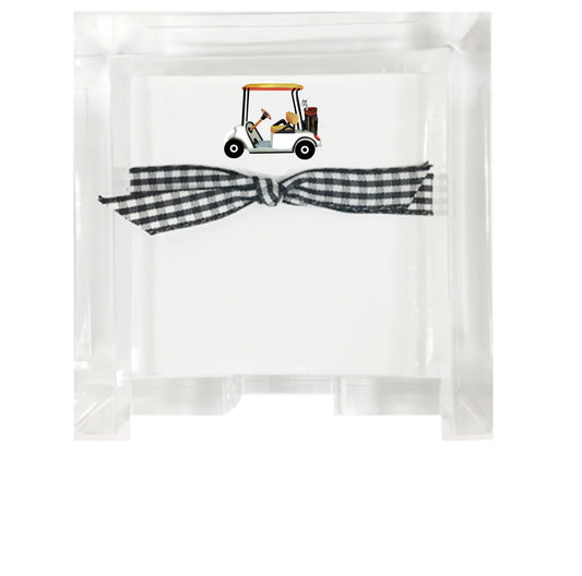 Mini Notes in Acrylic Box | White Golf Cart