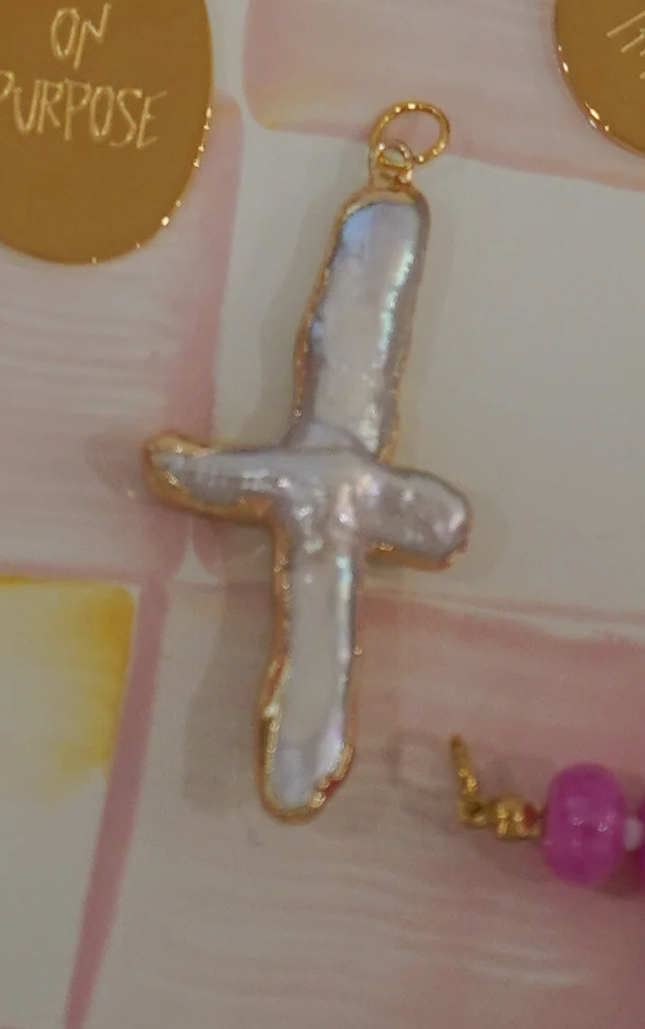 Mother of Pearl Cross Charm
