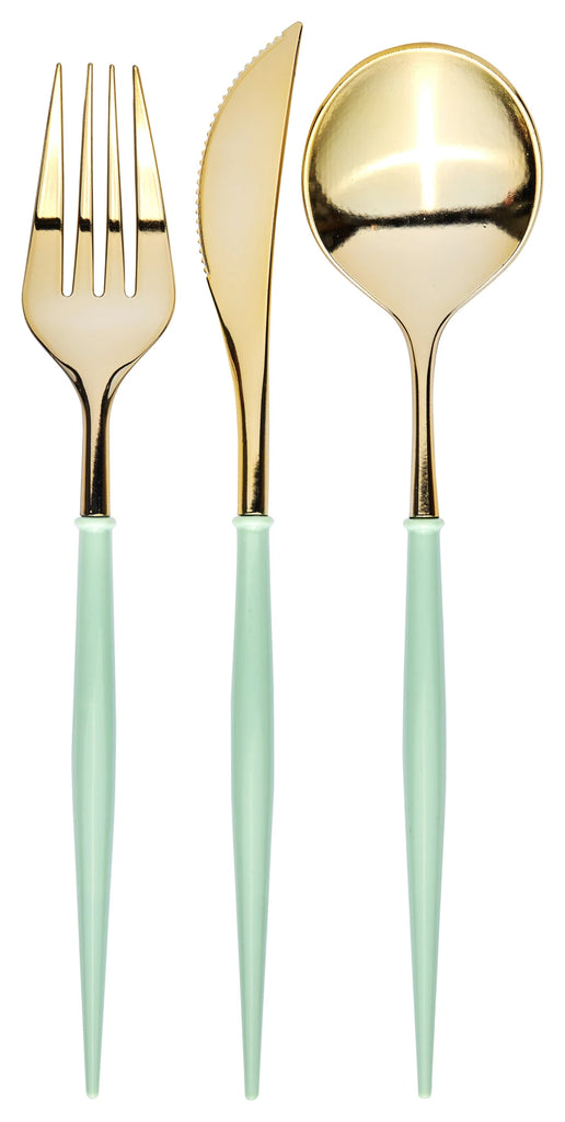 Bella Flatware Set | Gold/Mint Handle-24pc