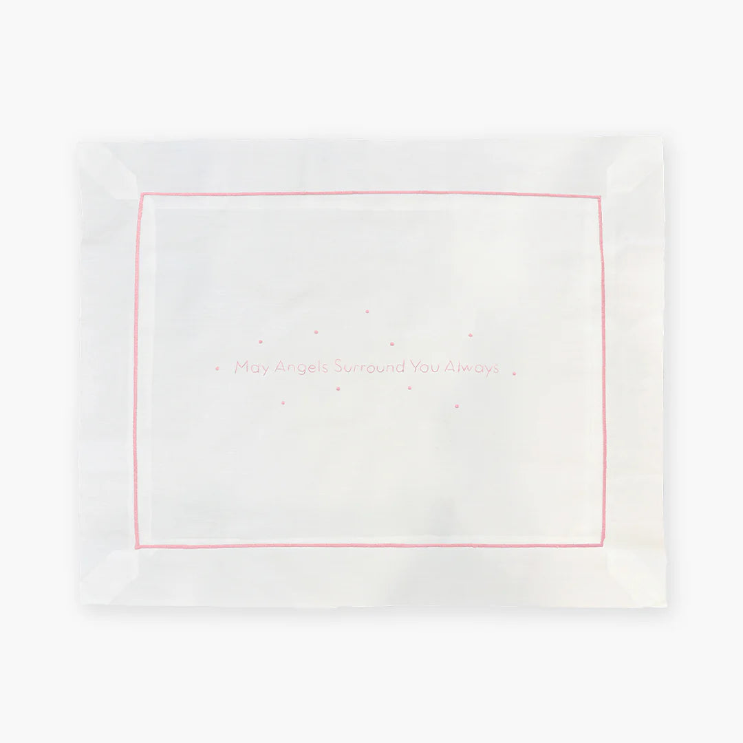Angels Embroidered Pillowcase | Pink
