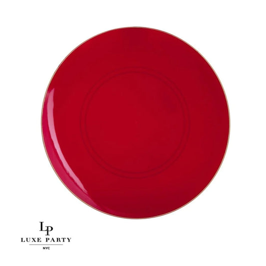 Round Red & Gold Dinner Plates