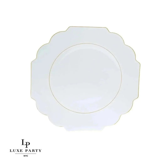 Scalloped Clear & Gold Dinner Plates