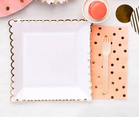Blush Scalloped Square Plates