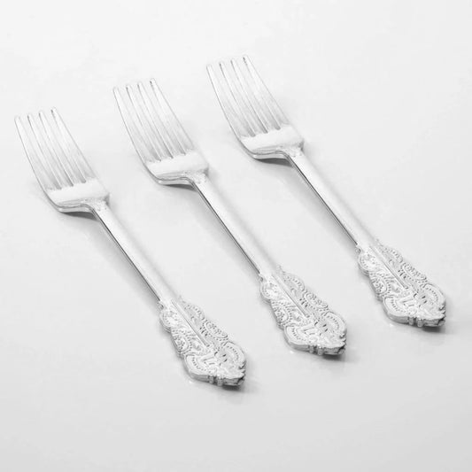 Venetian Design Silver Plastic Forks