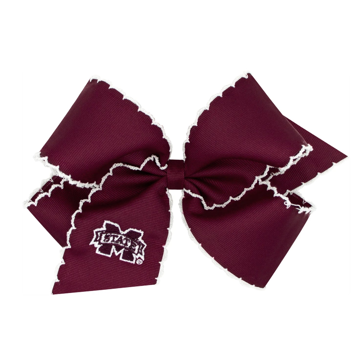 Medium Grosgrain Hair Bow with Moonstitch Edge and Embroidered Collegiate Logo